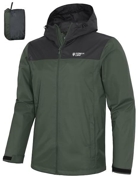 Pioneer Camp Herren Regenjacke Wasserdicht Atmungsaktiv Leichte Winddicht Windbreaker Outd