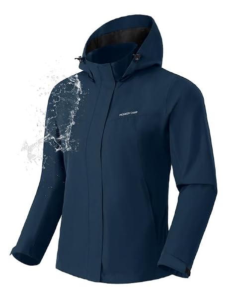 Pioneer Camp Damen Regenjacke Wasserdicht Leicht Atmungsaktive Windbreaker Winddichte Outd