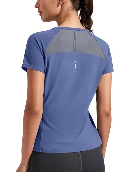 Pioneer Camp Sportshirt Damen Kurzarm Funktionsshirt Atmungsaktiv mit Rücken-Mesh