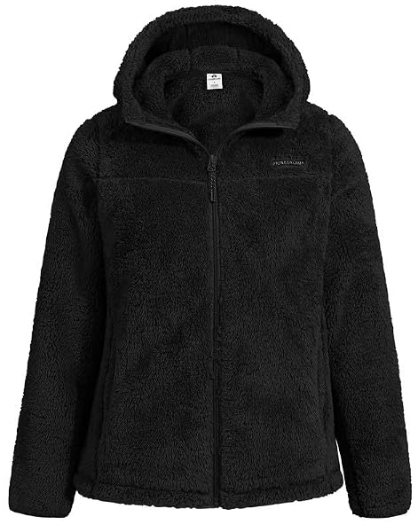 Pioneer Camp Fleecejacke Damen mit Kapuze Warm Flauschig High-Pile Teddyfleece Vollreißver