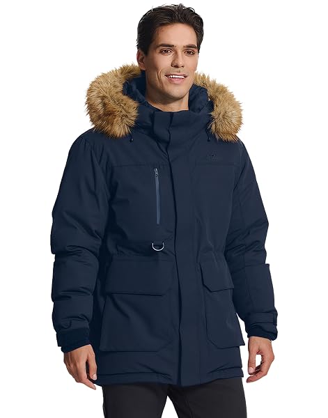 Pioneer Camp Herren Winterjacke Parka mit 650FP Daunenfüllung, Wasserdicht Winddicht, Abne