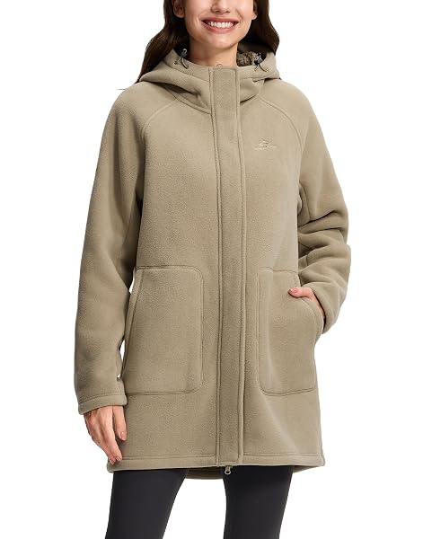 Pioneer Camp Fleecemantel Damen Winter Fleecejacke mit Kapuze Herbstjacke Winterjacke Warm