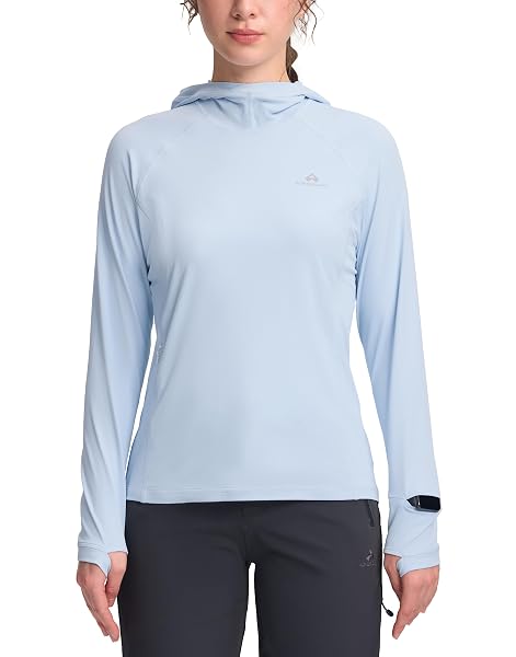 Pioneer Camp Sun Hoodie Damen UV-Schutz Langarm, Leichte Fast-Dry Wanderungshirt mit Kapuz