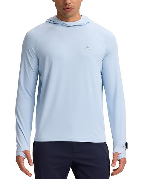 UV Shirt Herren Langarm Atmungsaktiv Kapuzenpullover Leicht UPF50+ Sun Hoodie mit Loch Beo