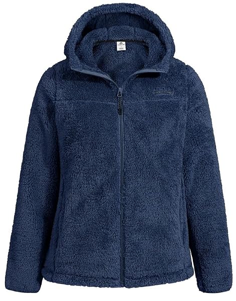 Pioneer Camp Kapuzen Fleecejacke Damen Warm Flauschjacke mit Zipper und Bündchen