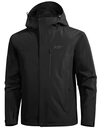 Pioneer Camp Herren Regenjacke Wasserdicht Atmungsaktiv Outdoor Jacke Mit Kapuze 4 Taschen