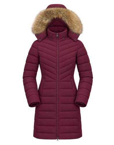 Pioneer Camp Wintermantel Damen Lang mit Kapuze Tailliert Warm